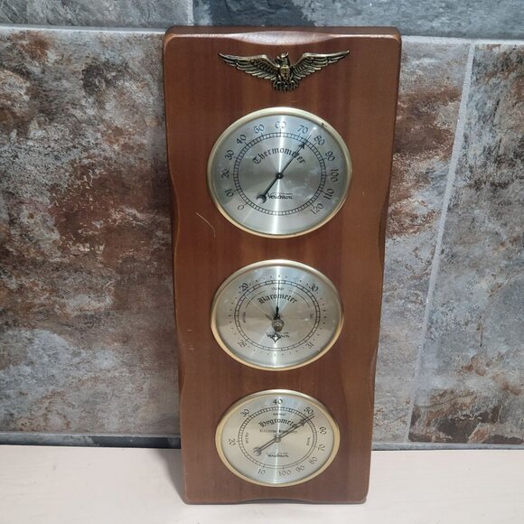 Vintage Price Import Verichron Weather Station Wall Mounted Thermometer Baromete - Picture 11 of 13